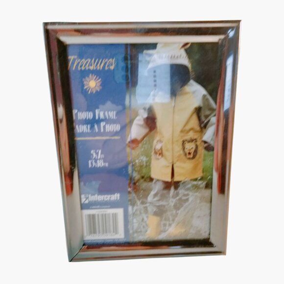 Silver Toned Photo Frame 5x7 Intercraft Tabletop Wall Mount - Picture 7 of 8